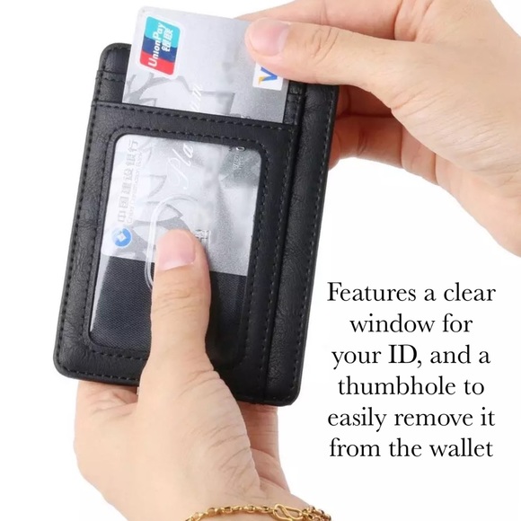 Slim RFID Blocking Vegan Leather Wallet Credit ID - Picture 5 of 16